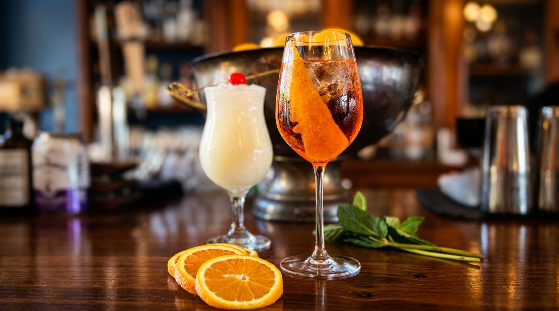 The kitchen and the bar
