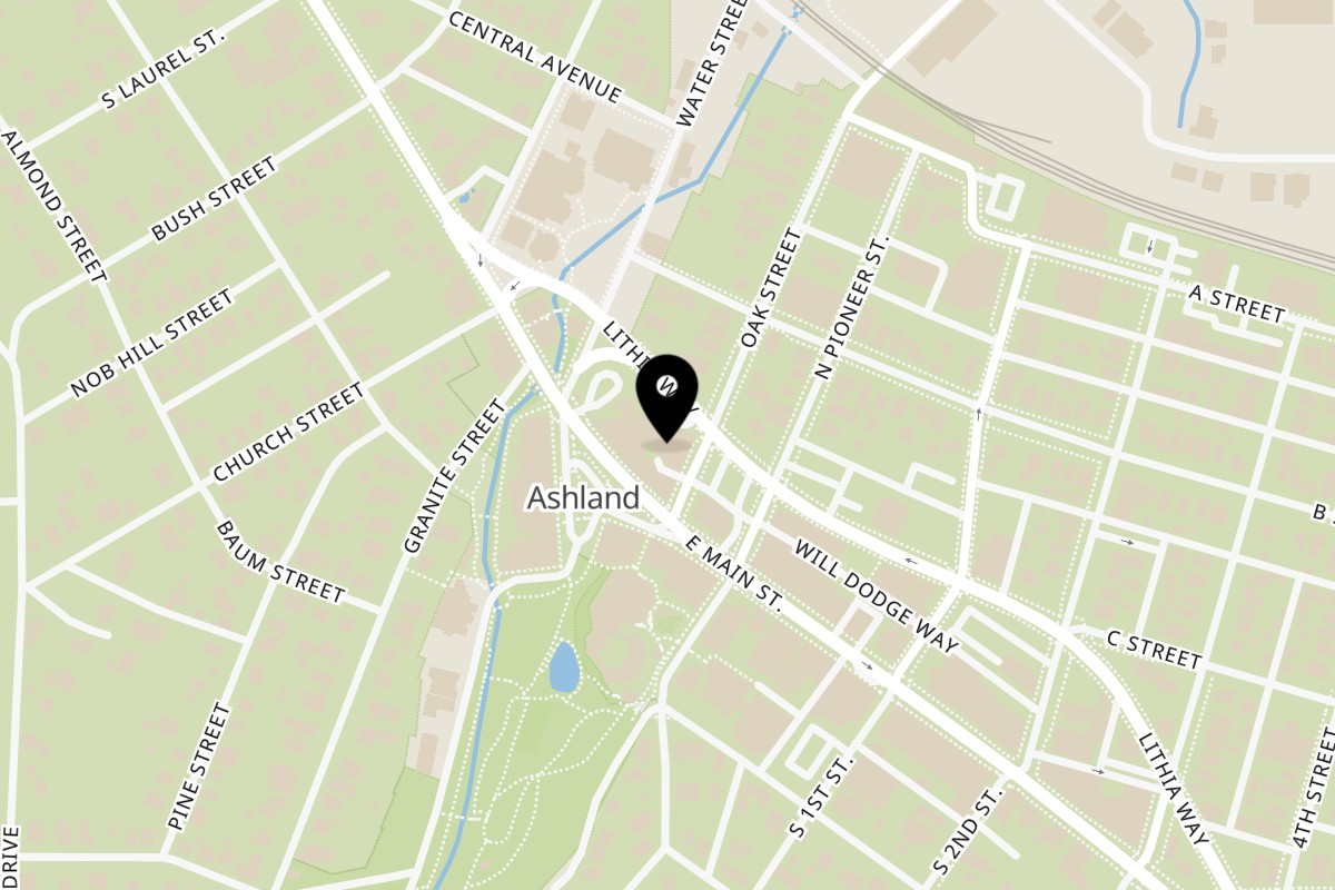 Map showing the location of The Noble Fox on 101 Oak St in Ashland